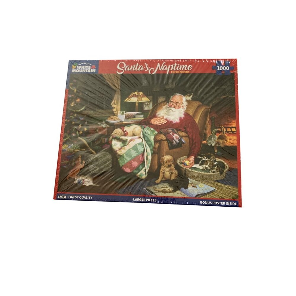 White Mountain Santas Naptime 1000 Piece Puzzle Large Piece